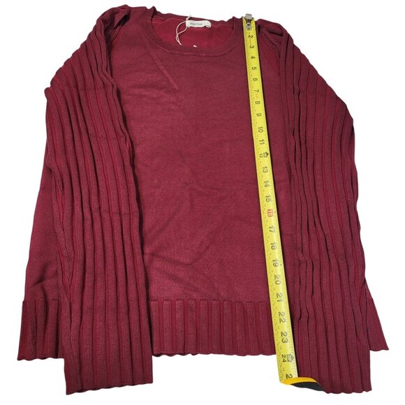 Moss Rose Women's Knit Sweater Shoulder Cut Out Red Wine Long Sleeve Size large - Picture 9 of 9